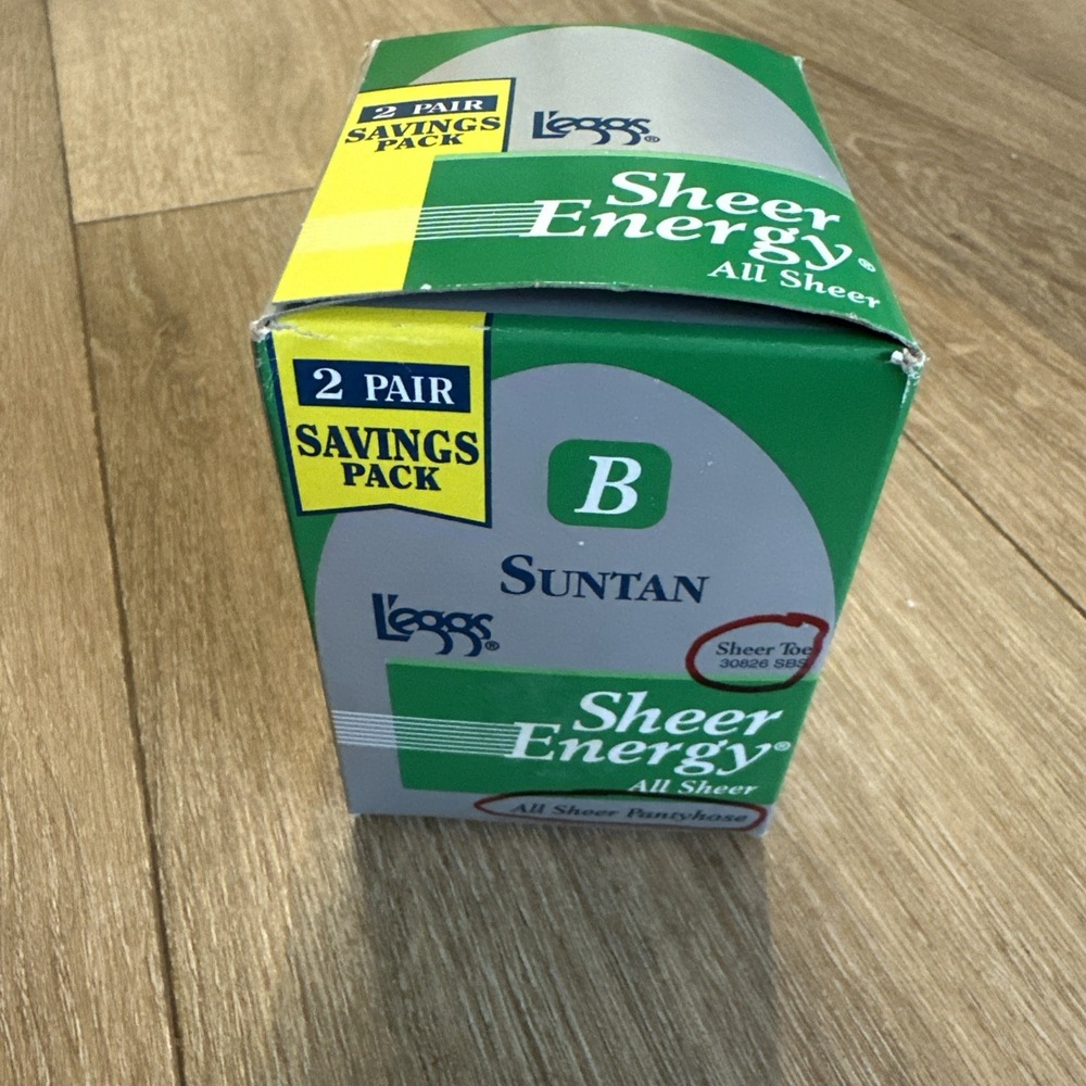 L'eggs Sheer Energy 2 Pack B Suntan All Sheer Panty Pantyhose 30802 Vintage NIB